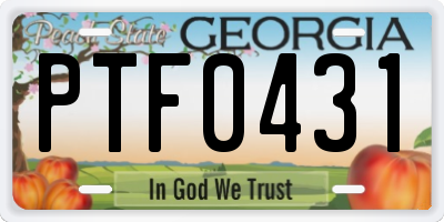GA license plate PTF0431