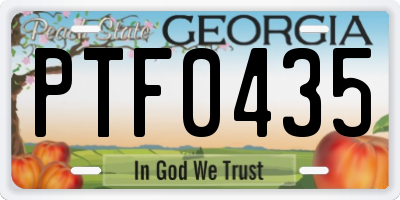GA license plate PTF0435