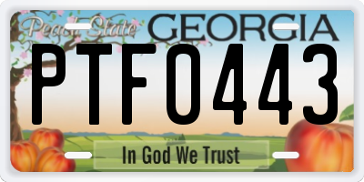 GA license plate PTF0443