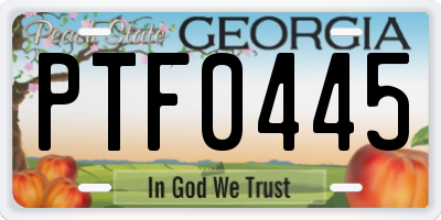 GA license plate PTF0445