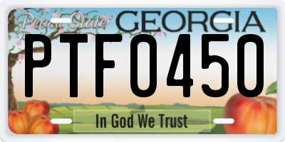 GA license plate PTF0450