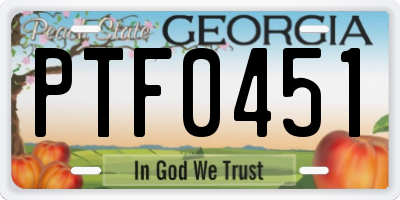 GA license plate PTF0451
