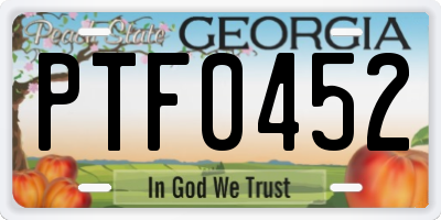 GA license plate PTF0452