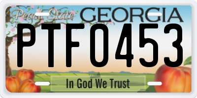 GA license plate PTF0453