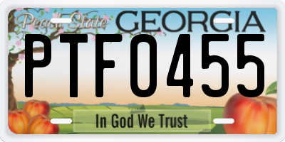 GA license plate PTF0455