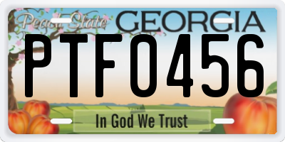 GA license plate PTF0456