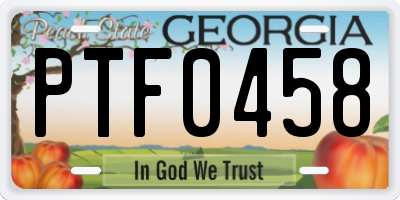 GA license plate PTF0458