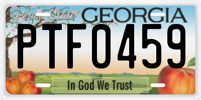 GA license plate PTF0459