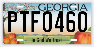 GA license plate PTF0460