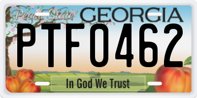 GA license plate PTF0462