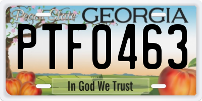 GA license plate PTF0463