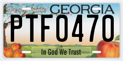 GA license plate PTF0470