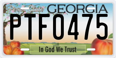 GA license plate PTF0475