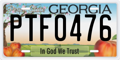 GA license plate PTF0476