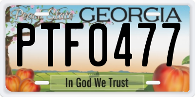 GA license plate PTF0477