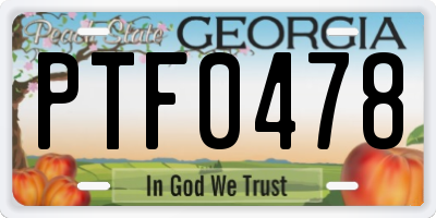 GA license plate PTF0478