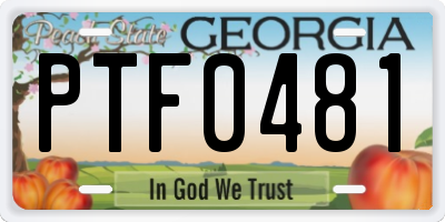GA license plate PTF0481
