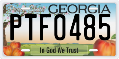 GA license plate PTF0485