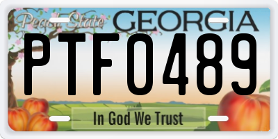 GA license plate PTF0489