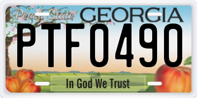GA license plate PTF0490