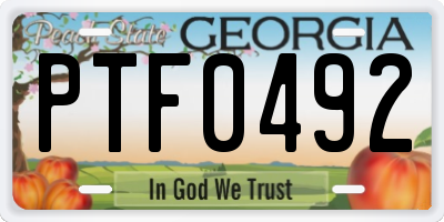 GA license plate PTF0492