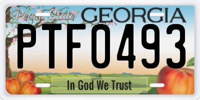 GA license plate PTF0493