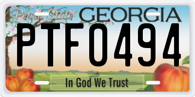 GA license plate PTF0494