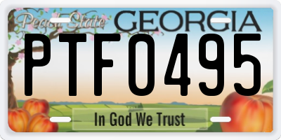 GA license plate PTF0495