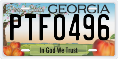 GA license plate PTF0496