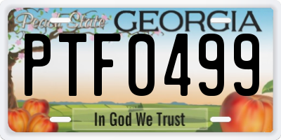 GA license plate PTF0499