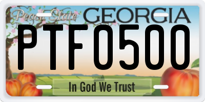 GA license plate PTF0500