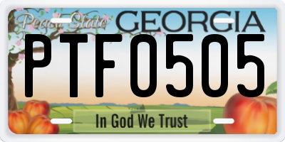 GA license plate PTF0505