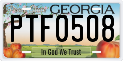 GA license plate PTF0508