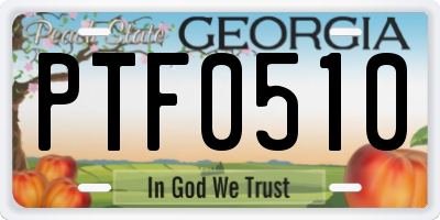 GA license plate PTF0510