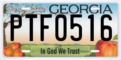 GA license plate PTF0516