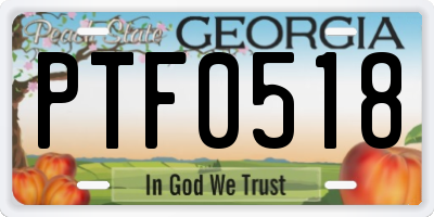 GA license plate PTF0518
