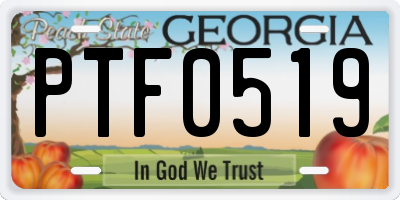 GA license plate PTF0519