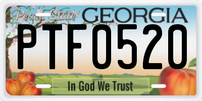 GA license plate PTF0520