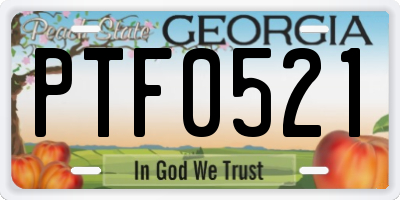 GA license plate PTF0521