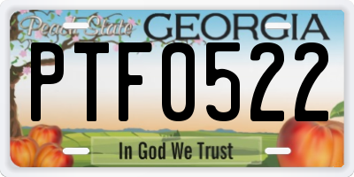 GA license plate PTF0522