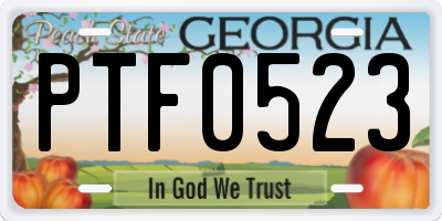 GA license plate PTF0523