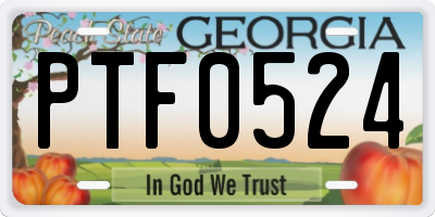 GA license plate PTF0524
