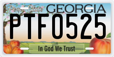GA license plate PTF0525