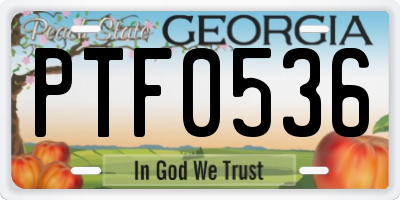 GA license plate PTF0536
