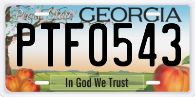 GA license plate PTF0543
