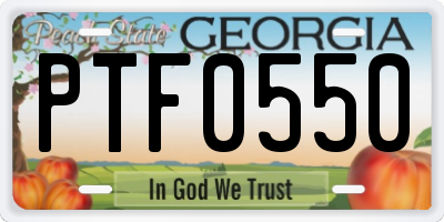 GA license plate PTF0550