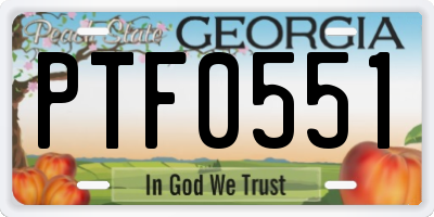 GA license plate PTF0551