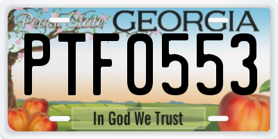 GA license plate PTF0553