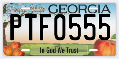 GA license plate PTF0555