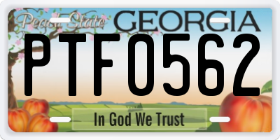 GA license plate PTF0562